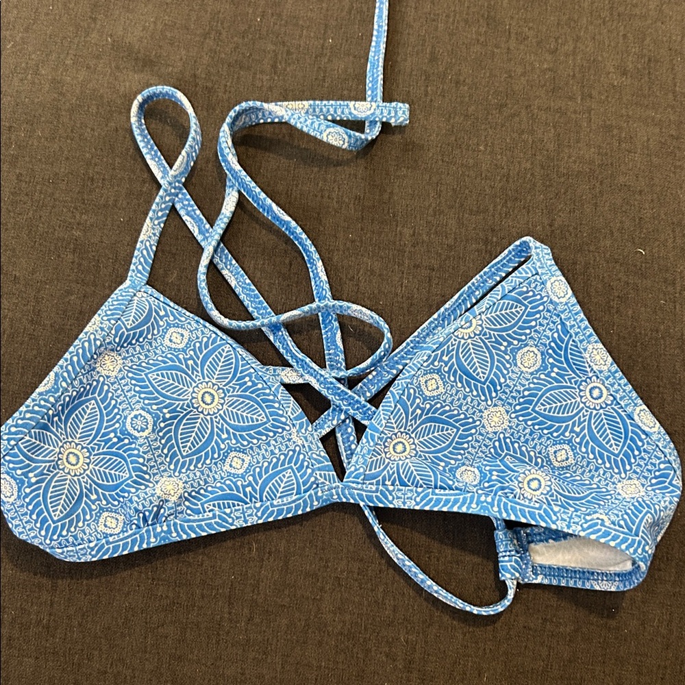 Jolyn Clothing Blue and White Bikini Top